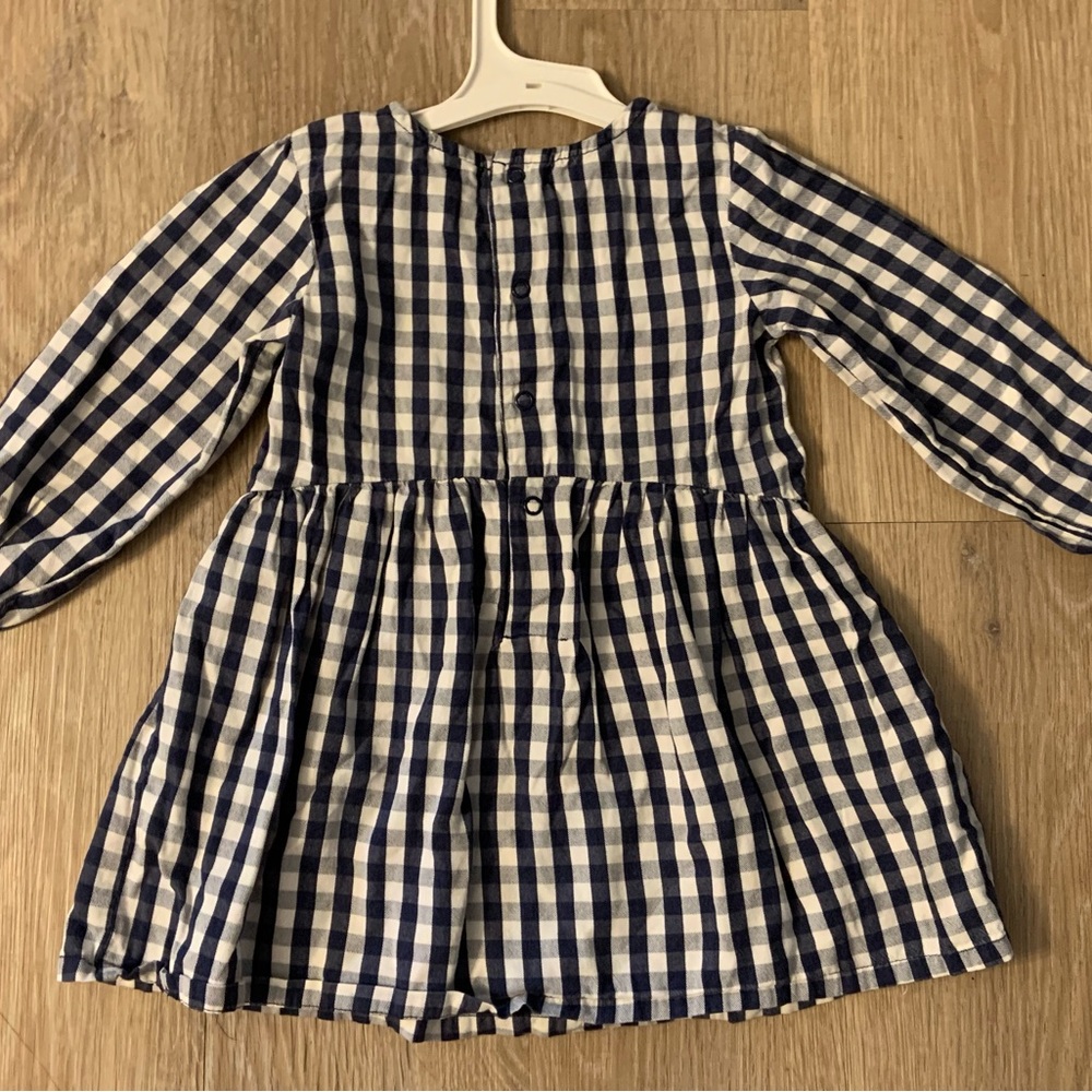 Carter's Girl's Size 24 Months Navy & White Checkered Casual Long Sleeve Dress - Picture 7 of 8